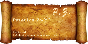 Patatics Zoé névjegykártya